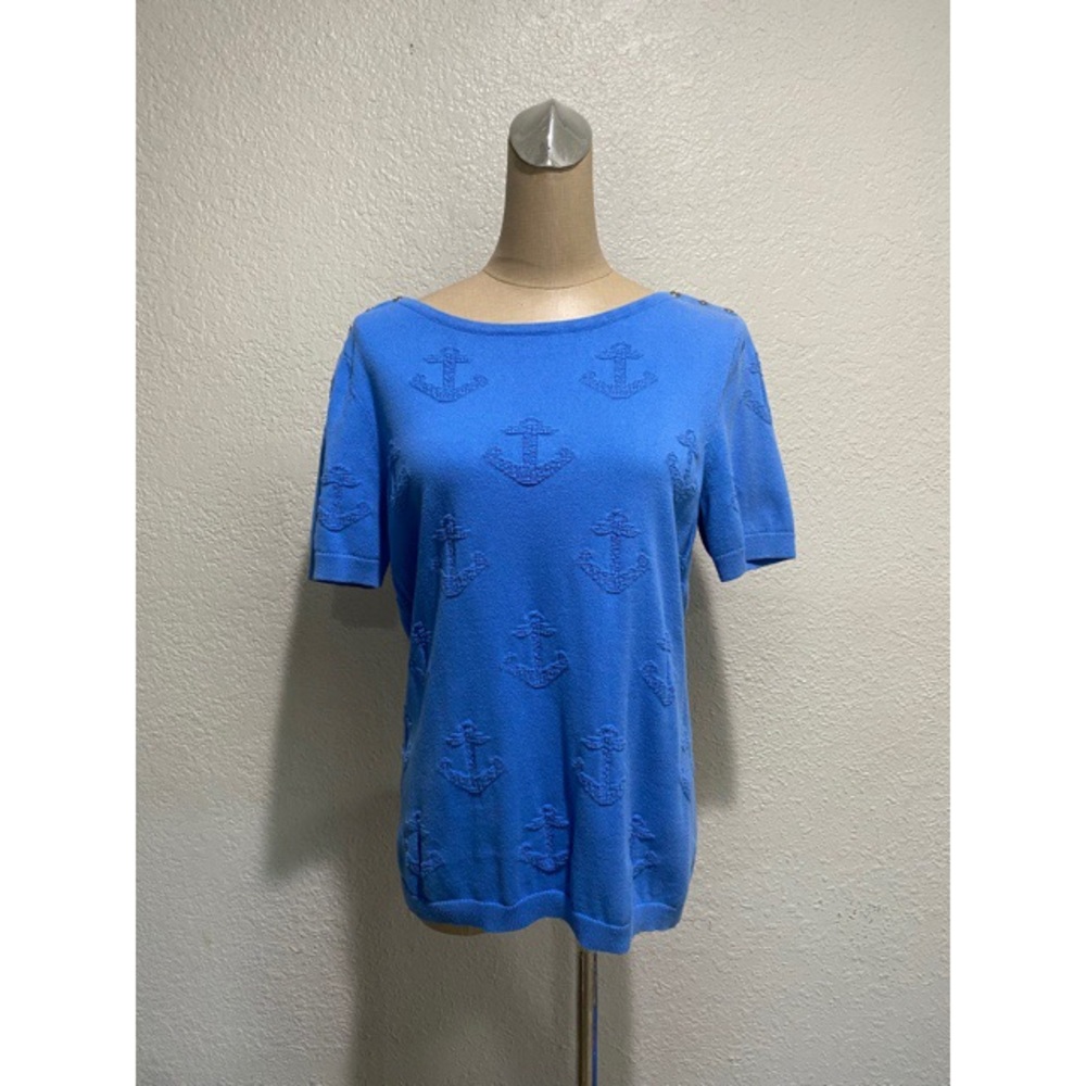 Croft&Barrow Blue Anchor Blouse M